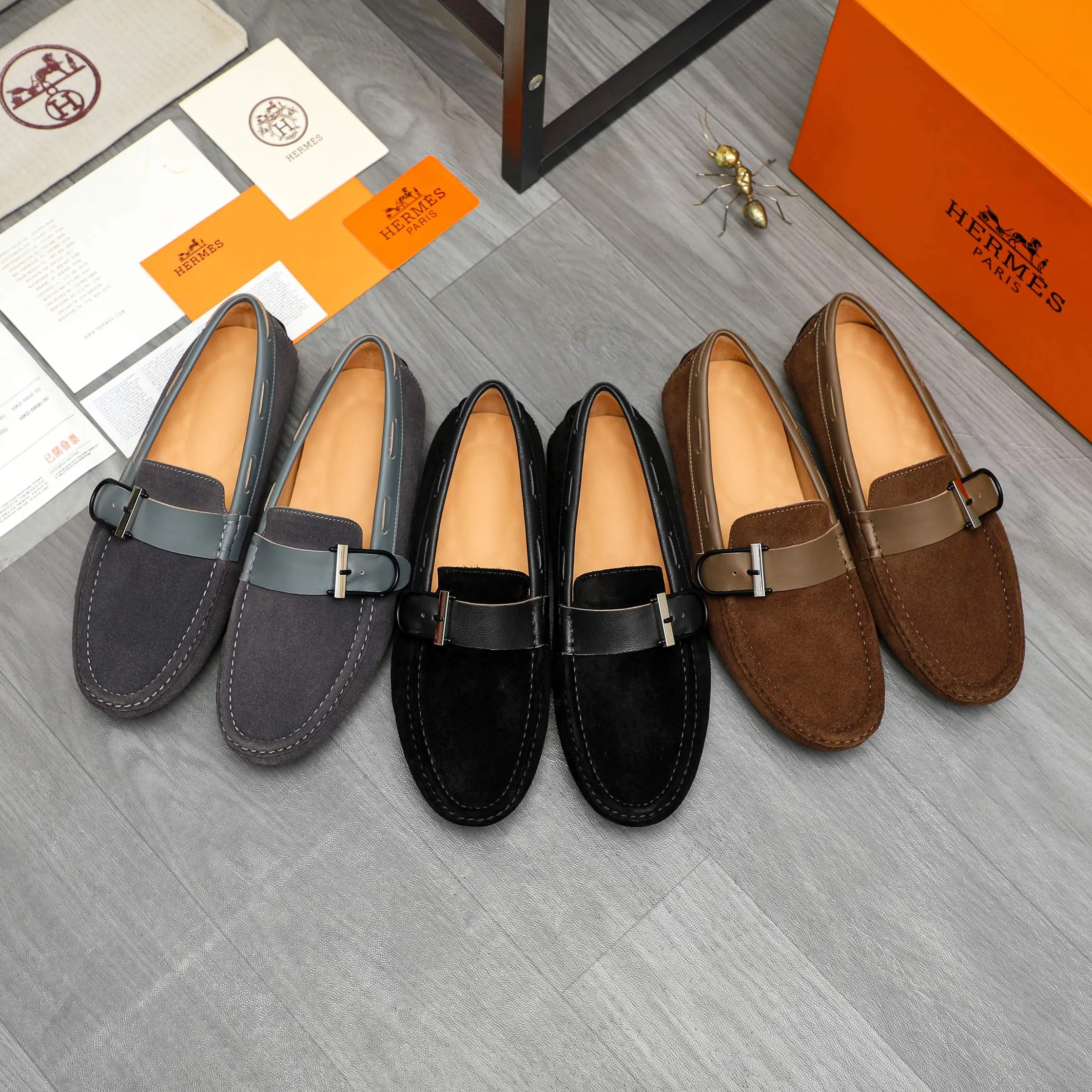 P380 Product trademark: HERMES "Hermes" casual slip-on men's shoes Regular size: 38-44 Product material: Selected frosted cowhide upper, pigskin lining, rubber outsole